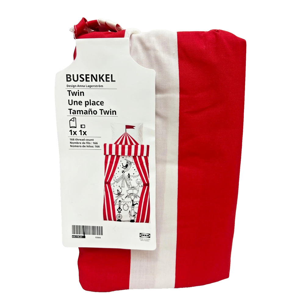 IKEA BUSENKEL Twin Duvet Cover & Pillowcase Circus Red NEW
